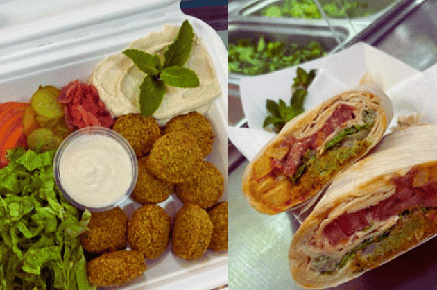 Mum’s Falafel Páfosz – friss falafel tál hummusszal és pitában kínált wrap közel-keleti ízekkel
